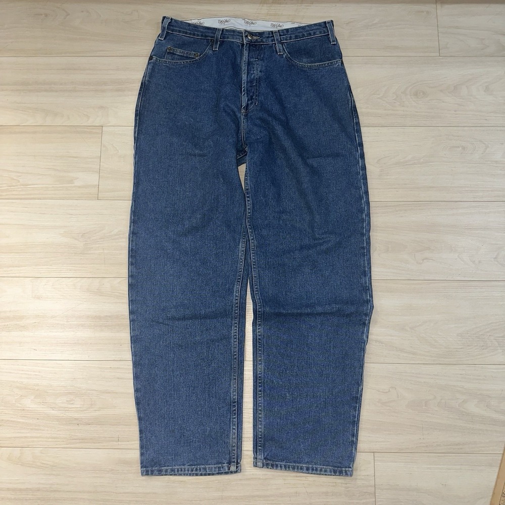 Mossimo Jeans Mens 34x32 Luxury Cut Five Pocket Denim Blue Wide Leg Boot Cut Y2K